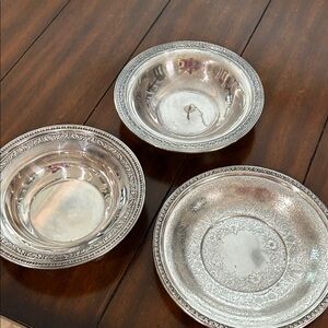 Bundle of 3 Reed&Barton silver plate saucers.